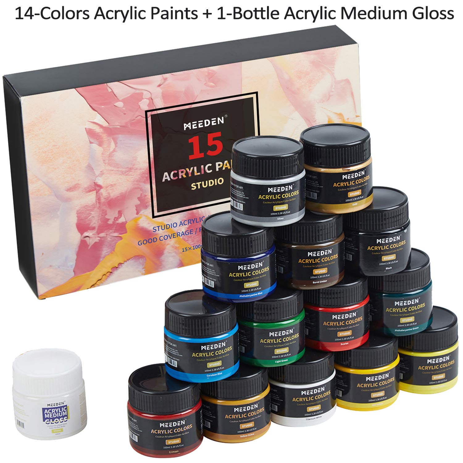 Amazon.co.jp: MEEDEN アクリル画セット アクリル絵の具セット